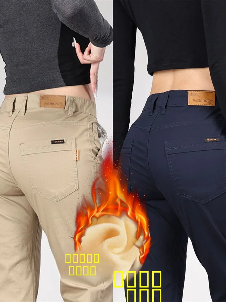 

Утепленные рабочие брюки прямого кроя на флисовой подкладке для мужчин: теплые, грязеотталкивающие, износостойкие, повседневные, осень-зима