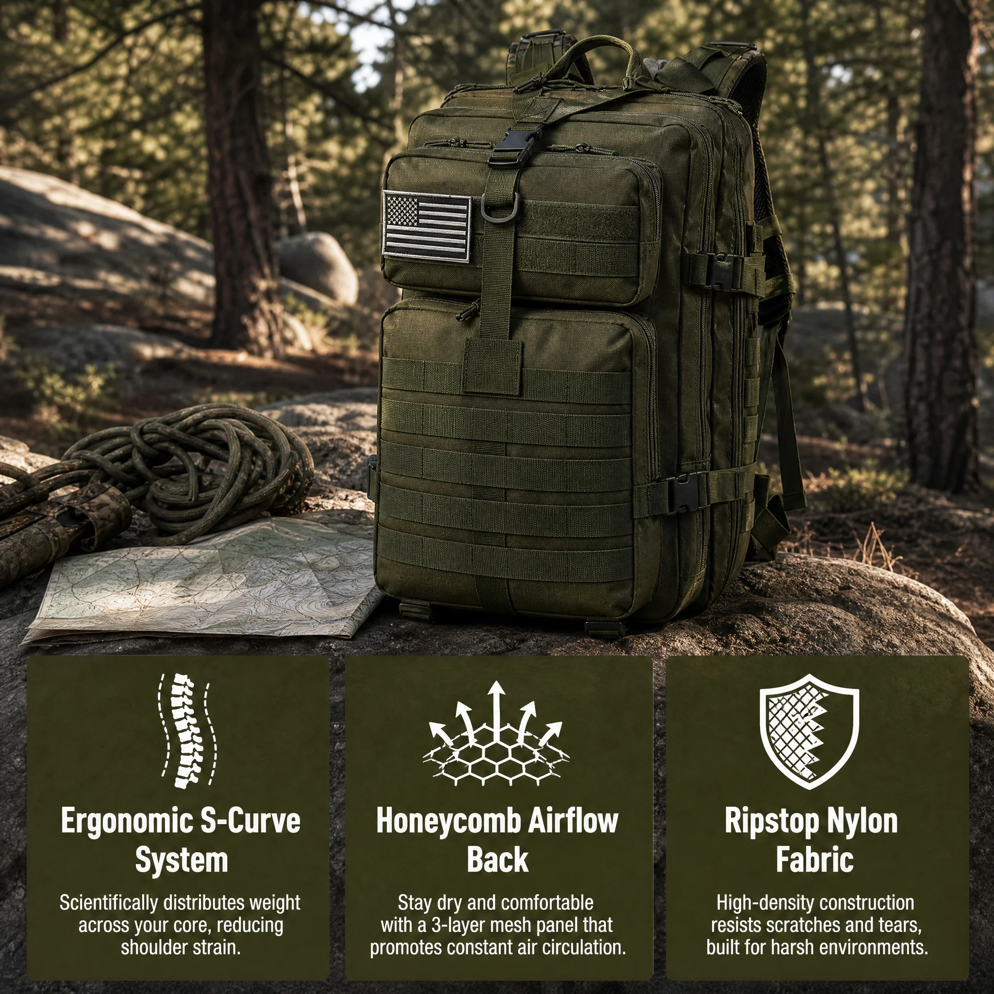 Classic Tactical Backpack With Large Capacity For Hiking And Travel_voghion.com