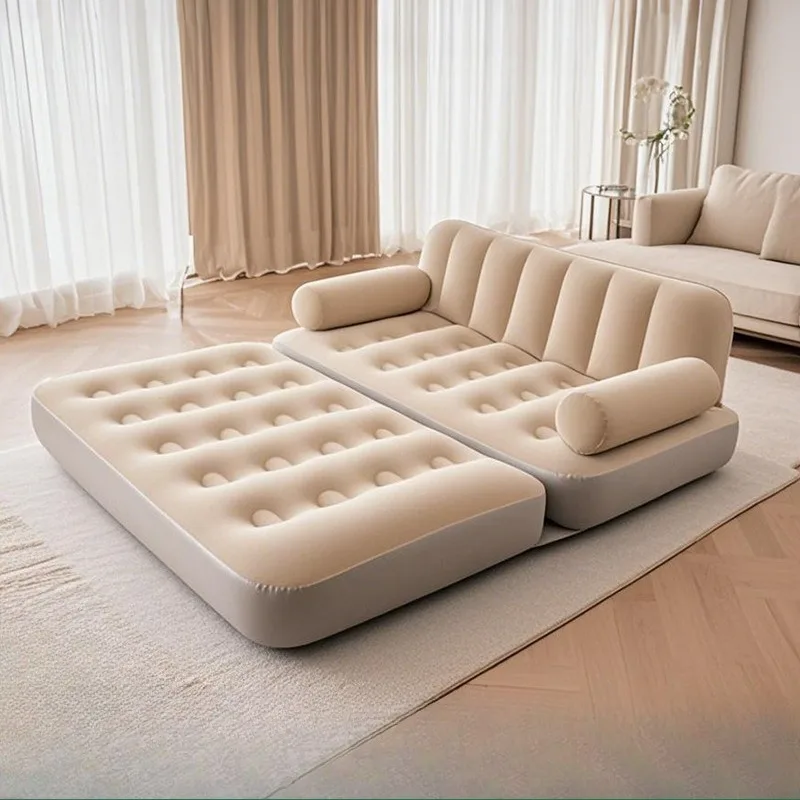 Inflatable folding sofa double camping mat travel floor covering full hair backrest sofa bed spot cross-border certification