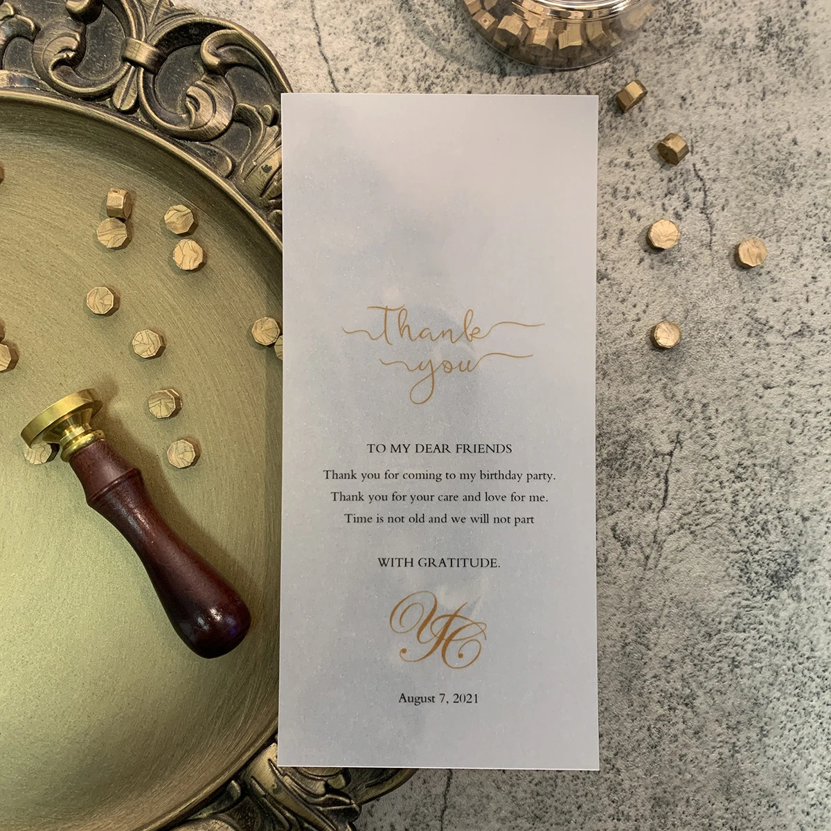 100pcs Sulfuric acid paper thank you card custom vintage wedding birthday company universal minimalist menu card