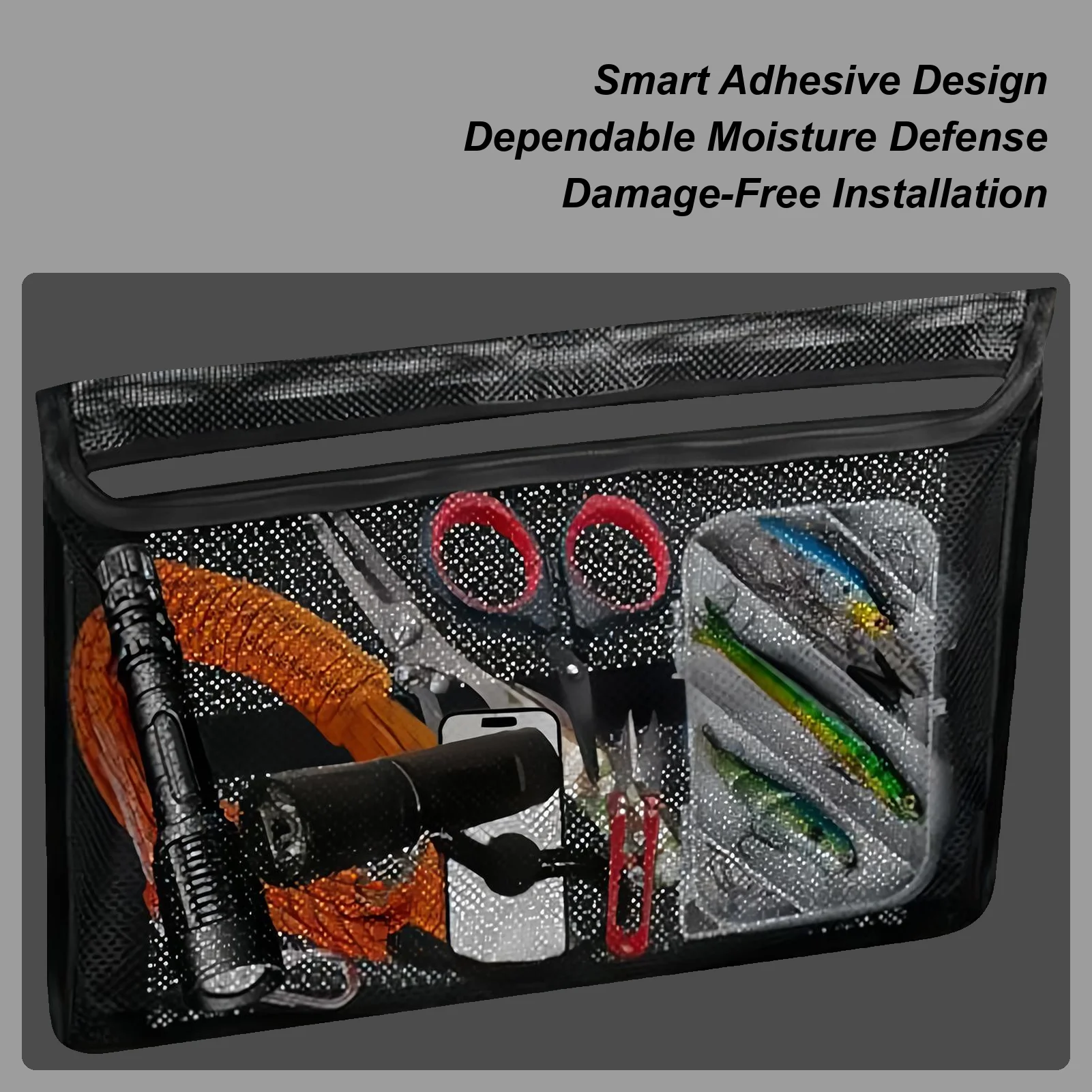 

Boat Storage Bag Reflective Marine Life Jacket Holder No-Drilling Boat Organizer Accessory For Tool Key Flashlight Life Jacket