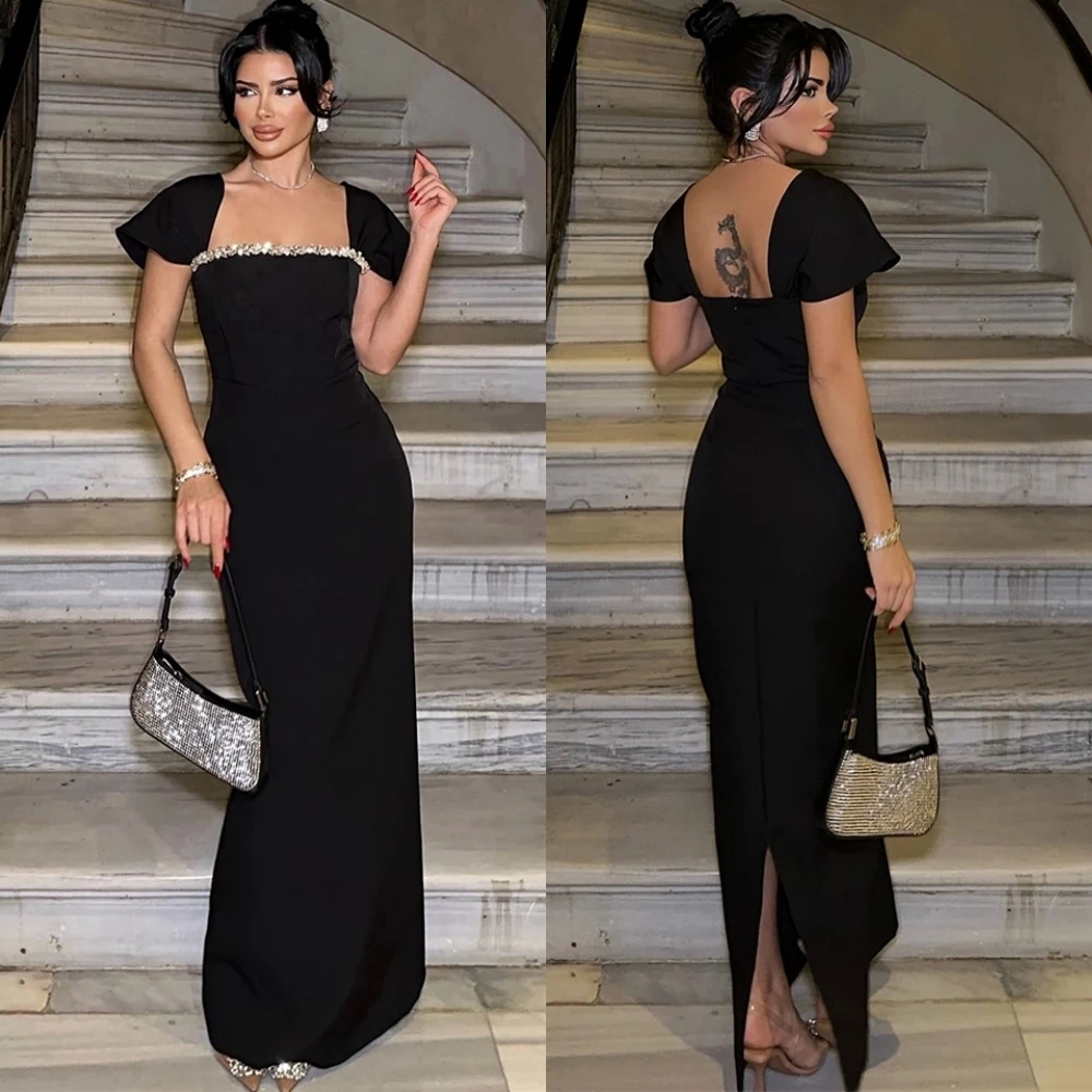 

Customized Graceful Square Collar Prom Dresses Simple Jersey Evening Dress Classic Off the Shoulder Bespoke Occasion Gowns