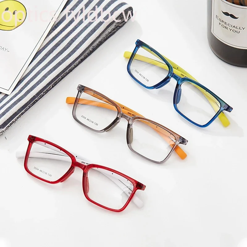 

48Mm Children's Goggles Glasses Wholesale Two-color Silicone Material Children's No-degree Flat Mirror Silicone Soft Leg Frame