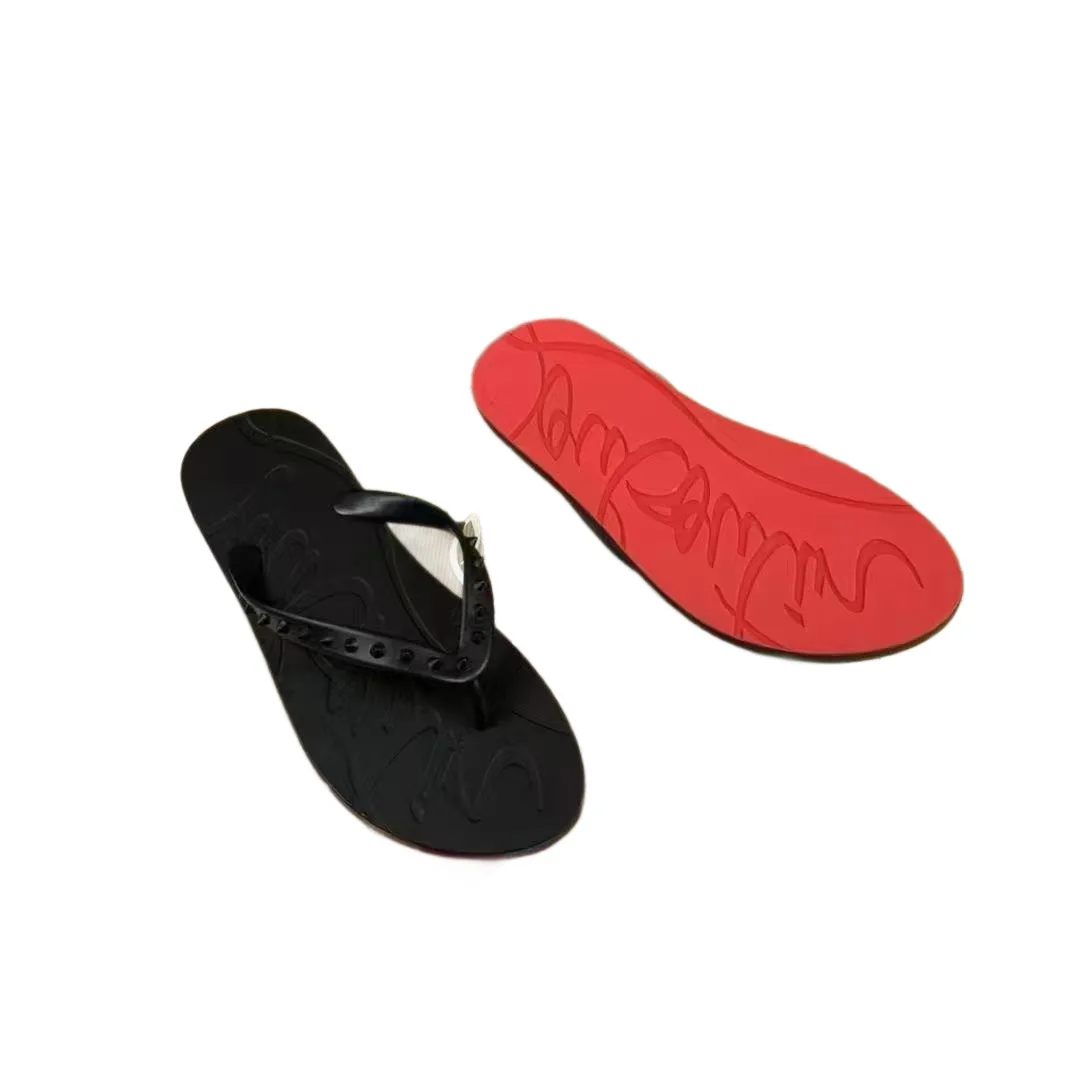 Herren Neue Sommer Flip-Flops mit Roter Sohle, Modische Trendige Leder-Strandsandalen, Lässige Outdoor-Slipper für Männer