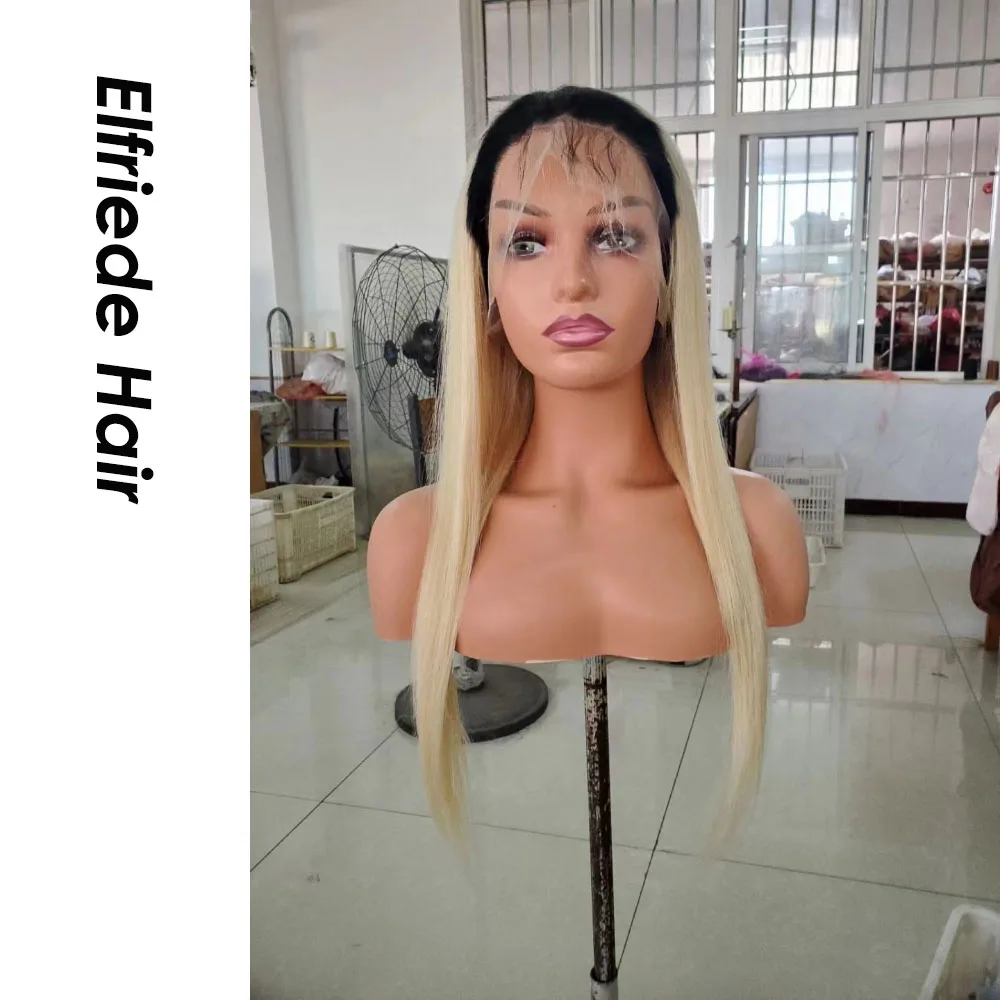 Elfriede 1B/613 Blonde Straight Lace Front Wig for Women Colored Wig 4x4 13X4 13X6 HD Lace Frontal Wig 100% Remy Human Hair Wigs