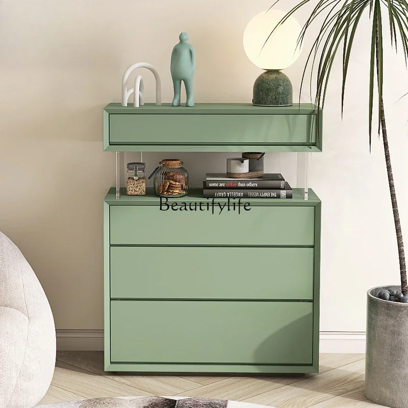 

FG10Italian minimalist paint living room storage solid wood drawer cabinet