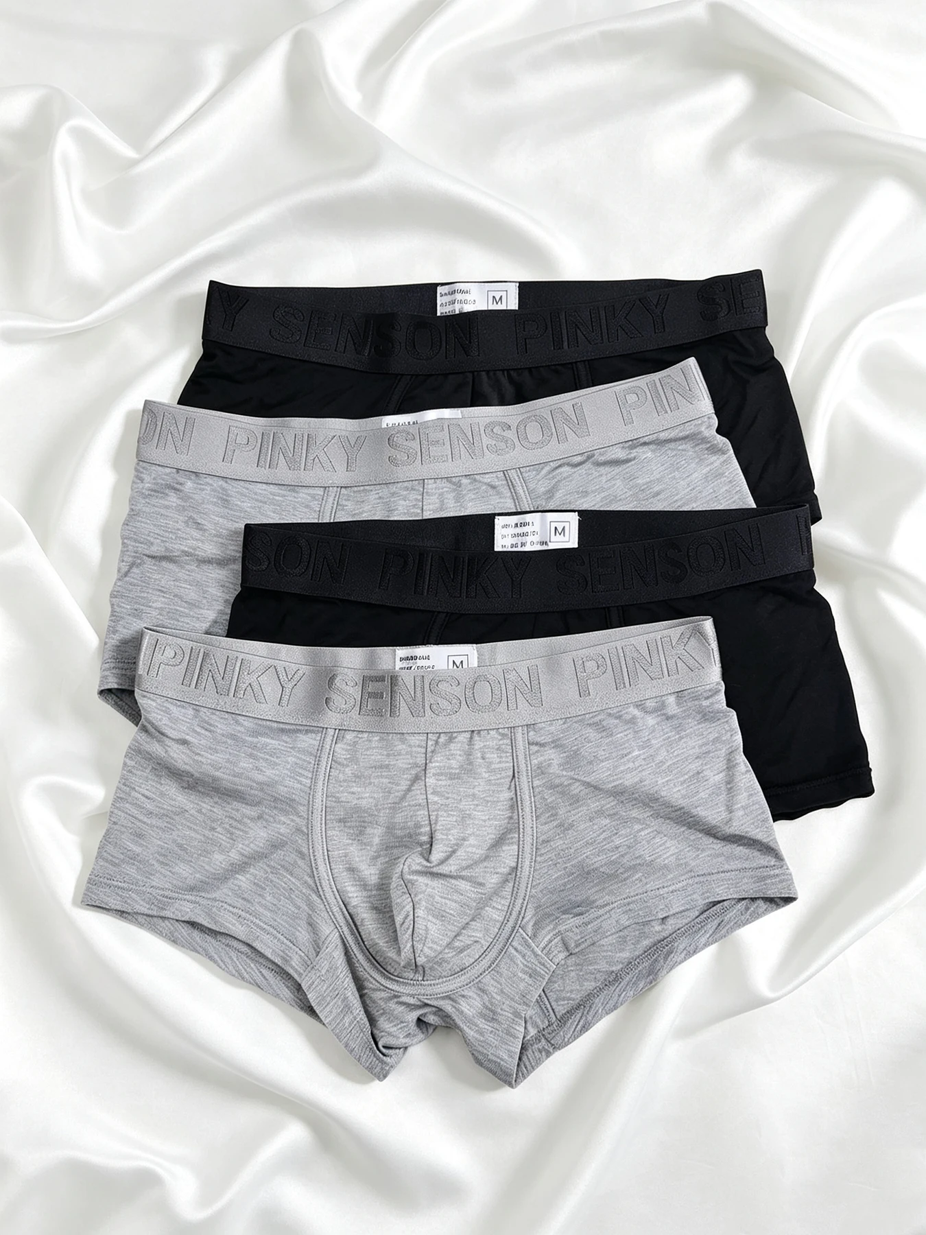 4PCS Men's Underwear Letter Belt Comfortable Breathable Simple Daily Exercise Stretch Underwear Combination