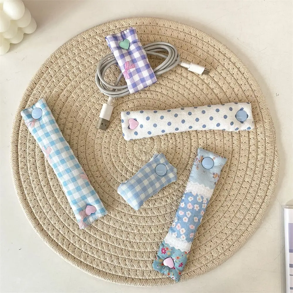 꽃무늬 데이터 케이블 관리 천 재사용 가능한 케이블 고정 스트랩 가정용 귀여운 데이터 케이블 보관 테이프