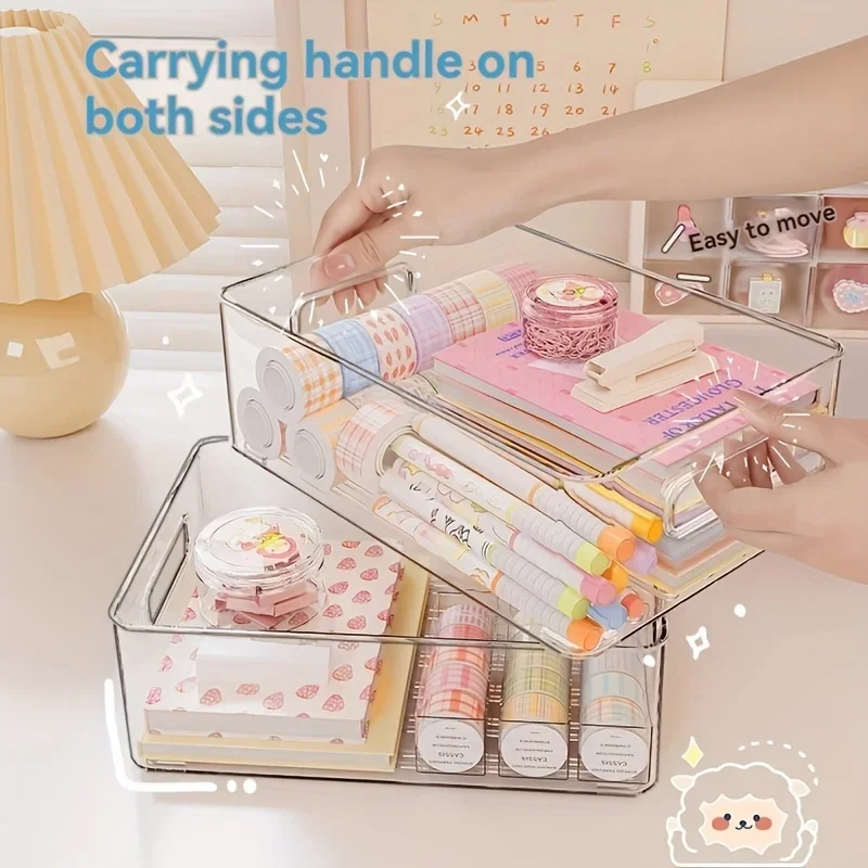 Drawer Organizer Bin Clear Stackable Fruit Food Jars Book Cosmetic Jewelry Storage Box Transparent Fridge Storage Bin Containers