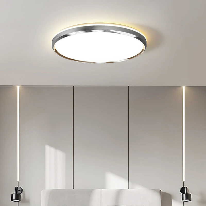 Bauhaus Bedroom Ceiling Light Silver Living Room Study LED Nordic Minimalist Lighting Full House Remote Control Lighting Fixture