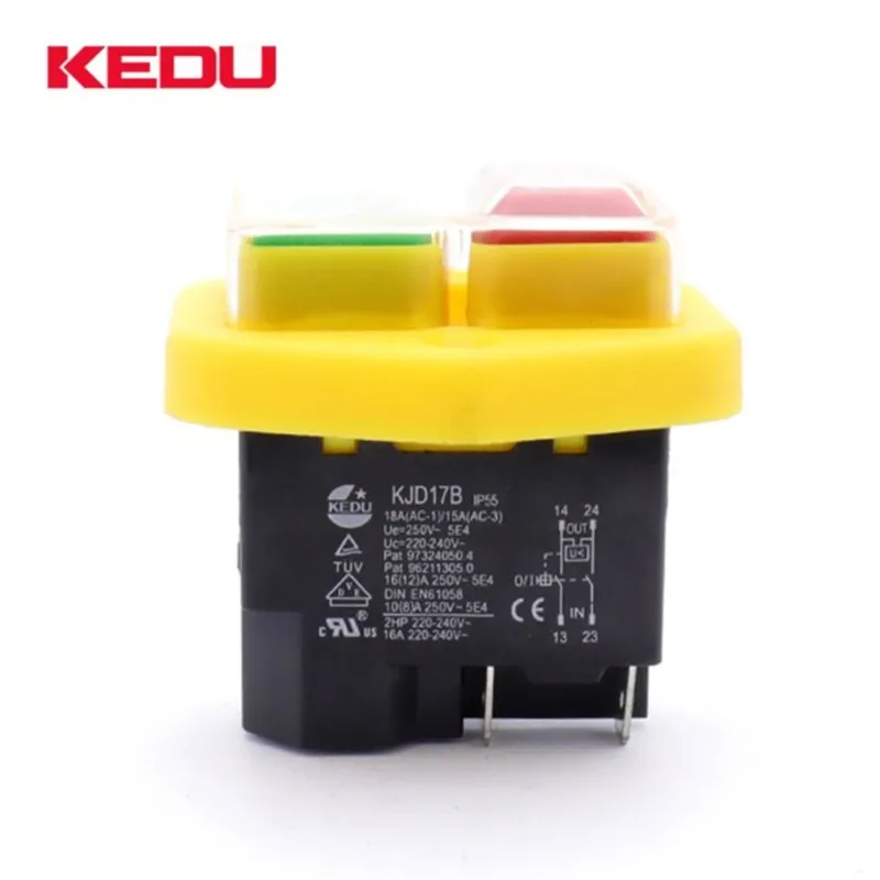 KEDU KJD17B 4Pins 16A 220-240VWaterproof Electromagnetic Pushbutton Switches for Electric Power Tools