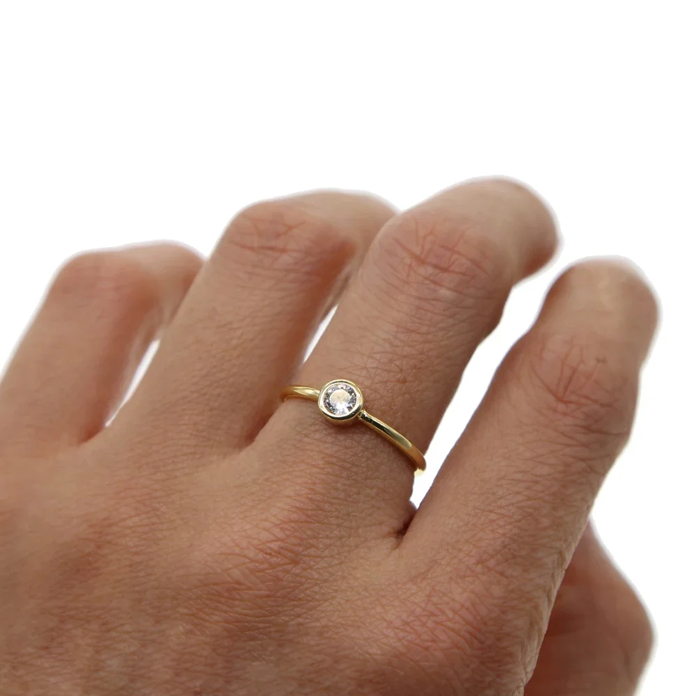 925 فضة كامل الحجم 5 6 7 8 9 خاتم تشيكوسلوفاكيا واحد الحد الأدنى حساسة الذهب اللون مجوهرات الفيروز خاتم زركونيا للنساء