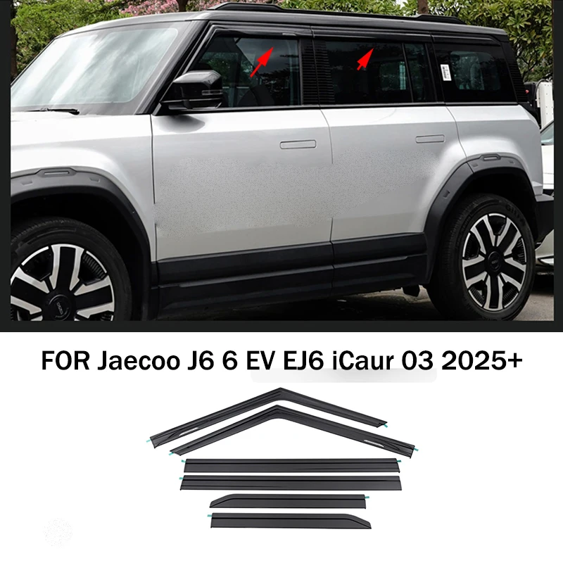 new Car accessories FIT FOR Jaecoo J6 6 EV EJ6 iCaur 03 2025+ ABS black waterproof Door Window Visor Vent Shades Sun Rain Guard