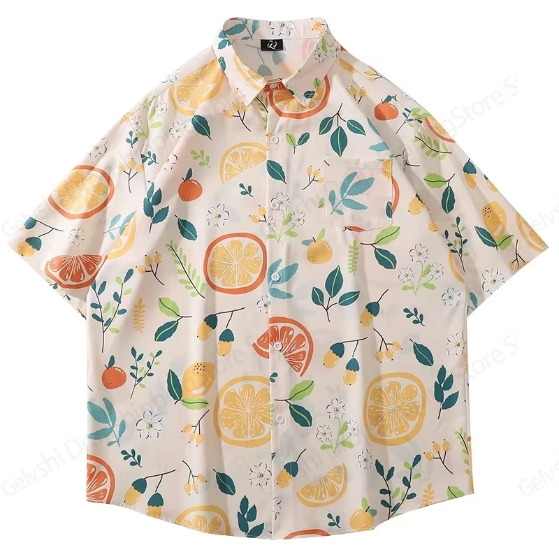 Camisa havaiana com estampa floral 3d de desenho animado, masculina, feminina, moda, camisas de manga curta, camisa de praia, blusa animal, top solto