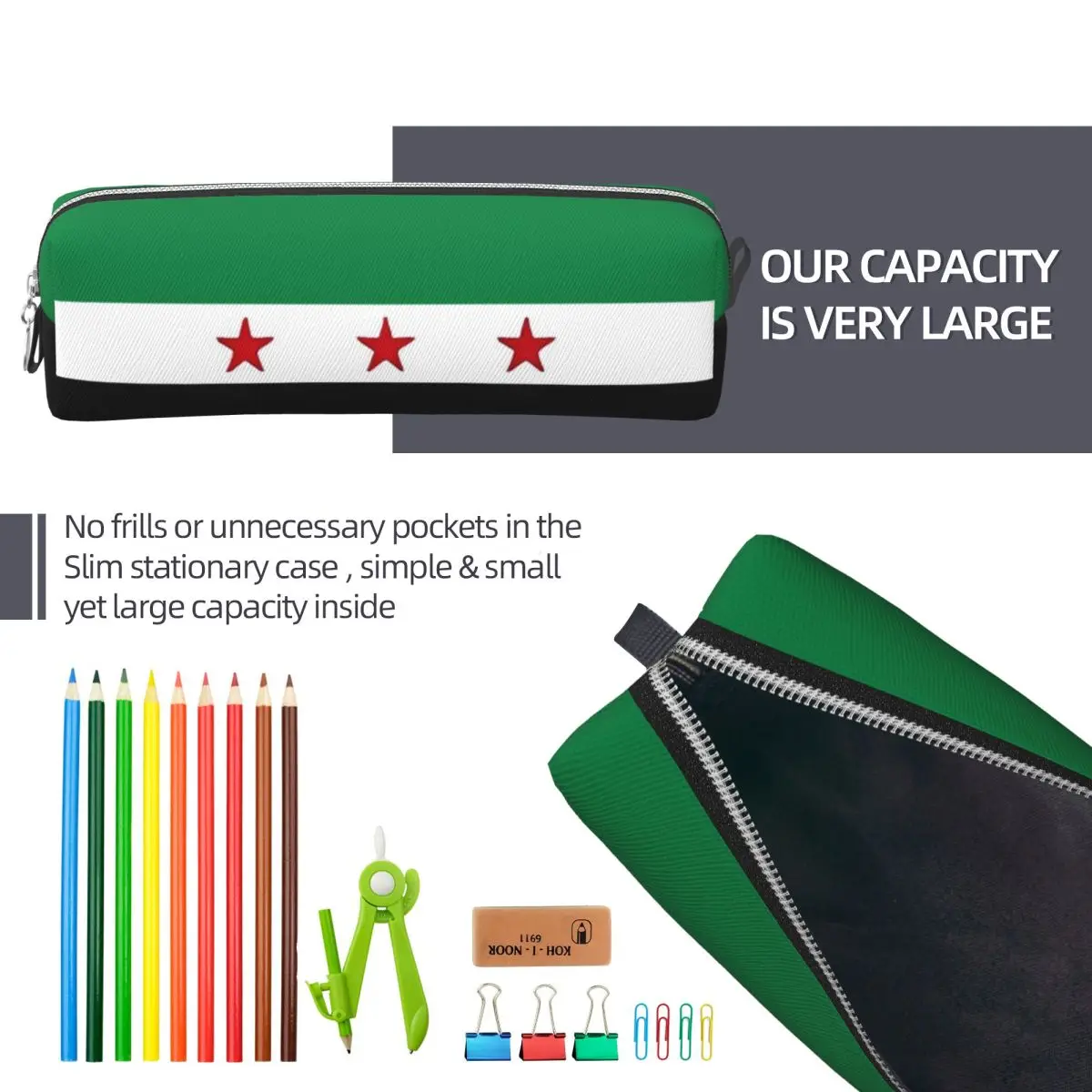 ซีเรียธงดินสอซีเรียอาหรับ Republic ปากกากระเป๋าสําหรับนักเรียนขนาดใหญ่ Office ของขวัญดินสอกระเป๋า