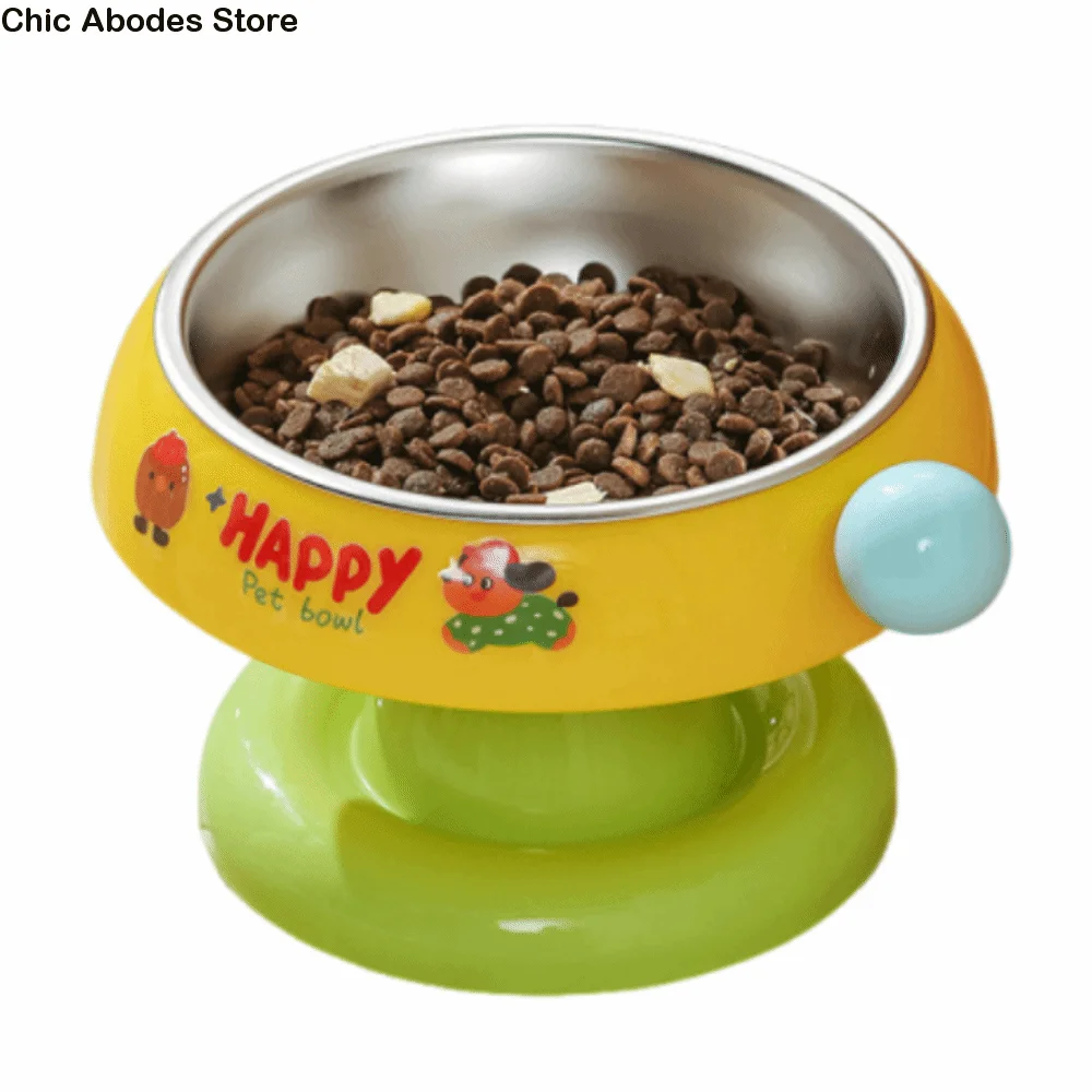 

Stainless Steel Pet High Footed Bowl Cartoon Anti Slip Cat Bowl Stable Anti-choking Water Feeder Container Dog Feeder Supplies