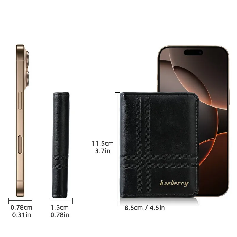 1Pc-Baellerry Men's 80% off Short Wallet, Striped Embossed Pu Leather Wallet, 4 Card Slots, Id Photo Window, Cash Compartment, Gift for Boyfriend or Father