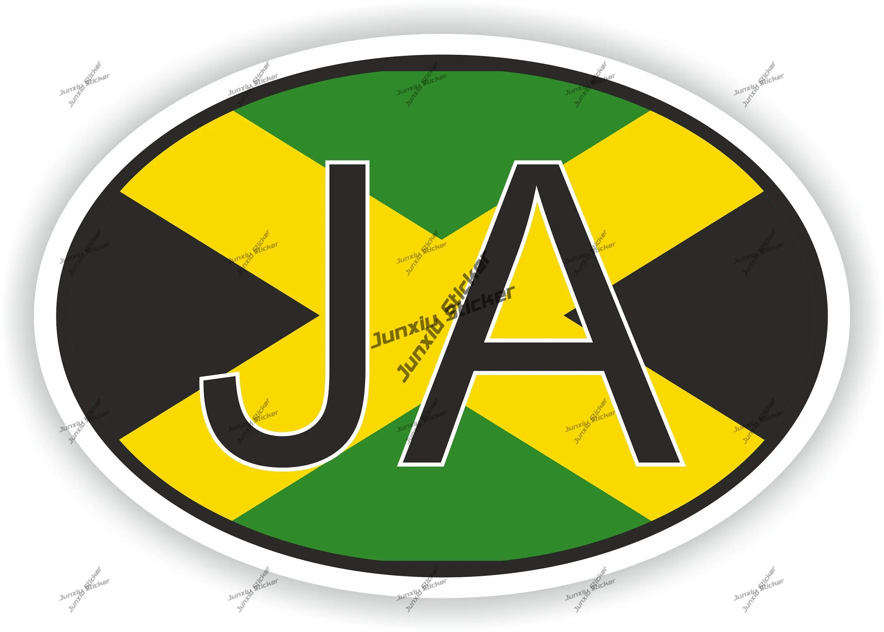 Jamaica JA Country Code Oval Sticker with Flag for Car SUV Bumper Laptop Book Fridge Motorcycle Helmet Door Tool Box Locker