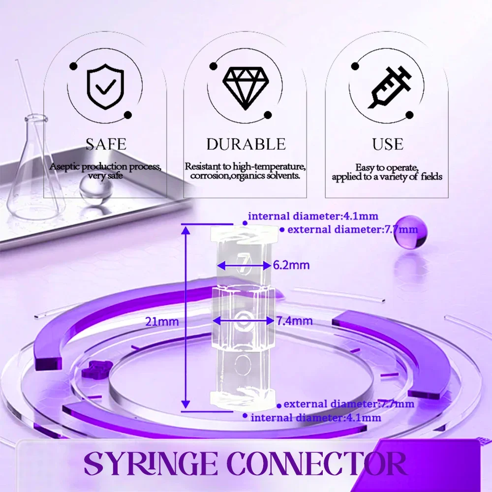 Medical sterile plastic connector, Ruhr syringe connector, transparent, suitable for leak proof pneumatic components