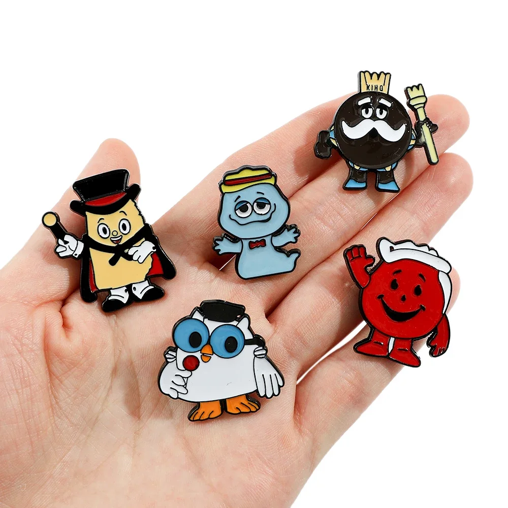 5Pcs Cartoon Animal Brooch Creative Owl Enamel Pin Fashion King Metal Badge Jewelry Backpack Clothing Accessories Festival Gift