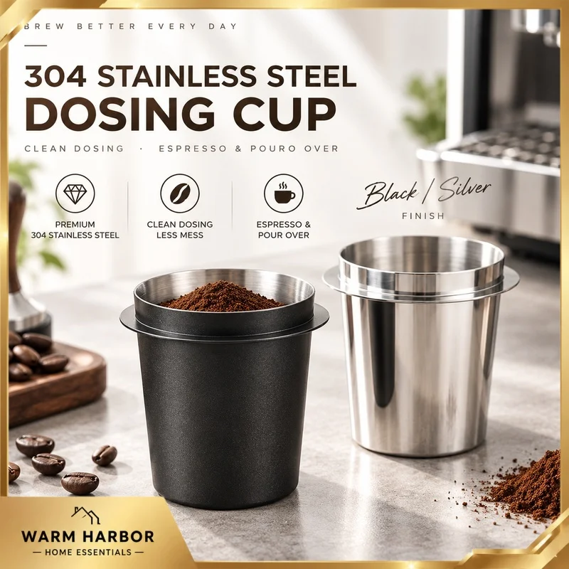 304 Stainless Steel Coffee Dosing Cup Espresso Powder Catcher Bean Measuring Cup Grinder Grounds Receiver Pour Over Aroma Cup