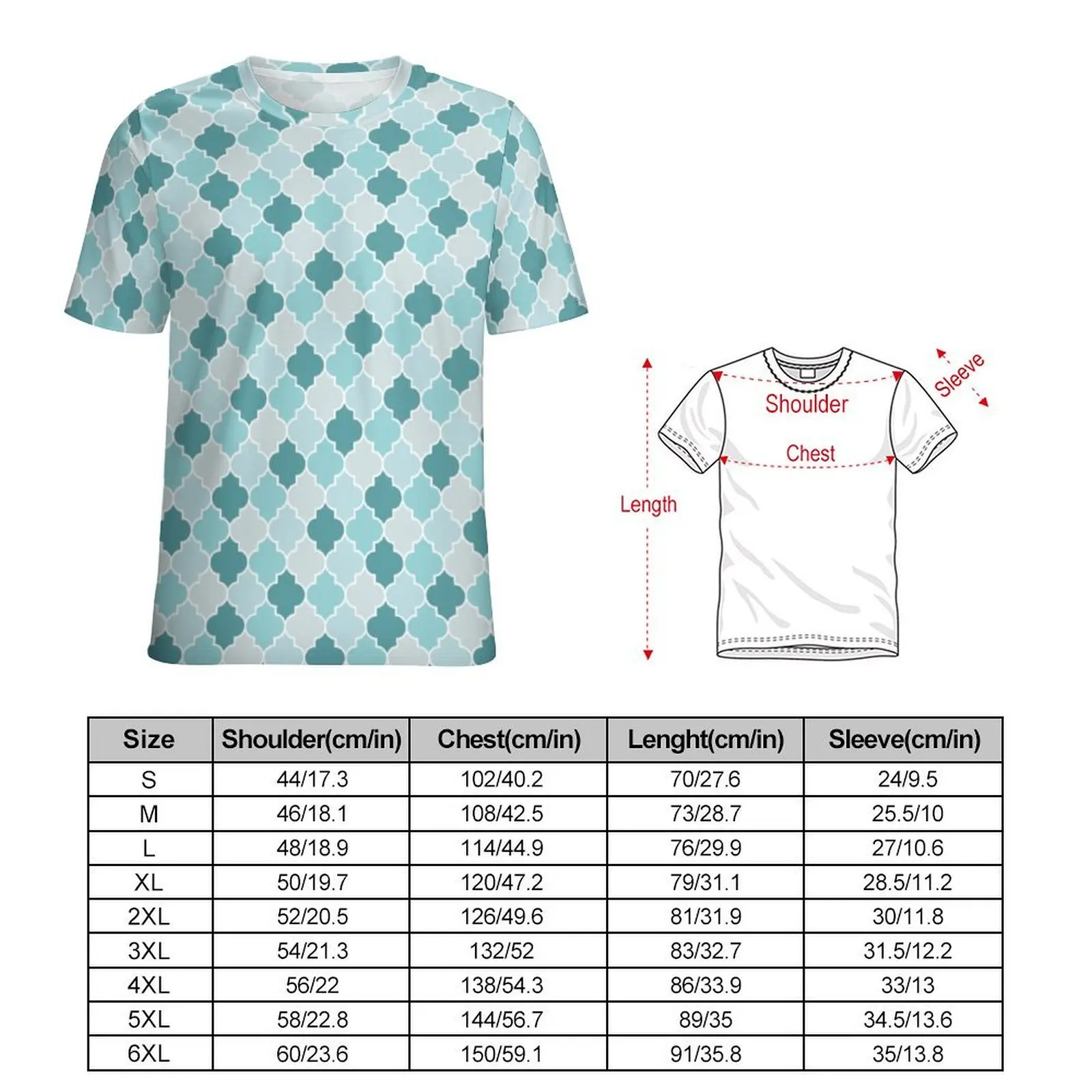 Sage Pale Blue Quatrefoil Tile T-Shirt  Funny T-Shirts O Neck Trending Tee Shirt Summer Male Graphic Clothing 4XL 5XL 6XL