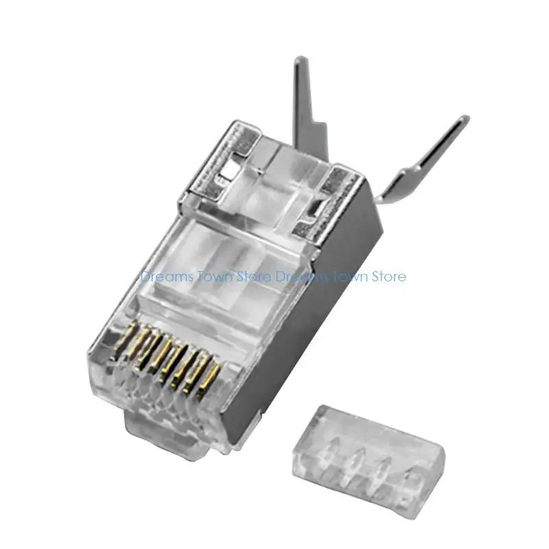 HX6A Enhanceds Conductivity CAT6A Shieldeds RJ45 Plugs With 50u Gold Contacts 3Prong Design For 10Gbps Performances