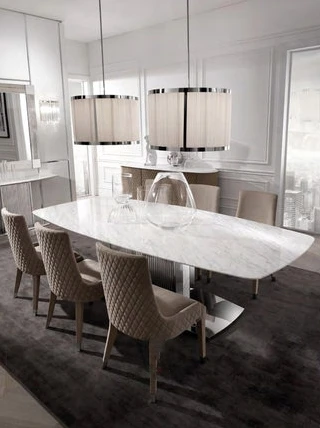 Italian style black marble and wooden dining table combination modern simple rectangular light luxury villa board