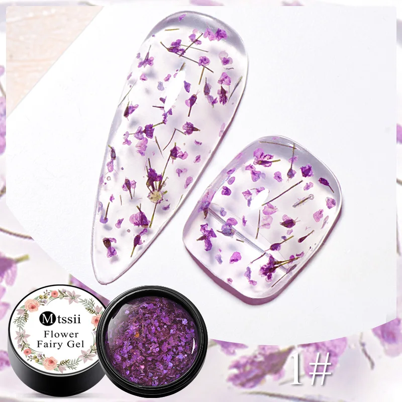 Mtssii Dried Flower Gel Nail Polish Natural Flower Fairy Series Semi Permanent Soak Off UV Nail Gel Painting Nail Art Varnishes