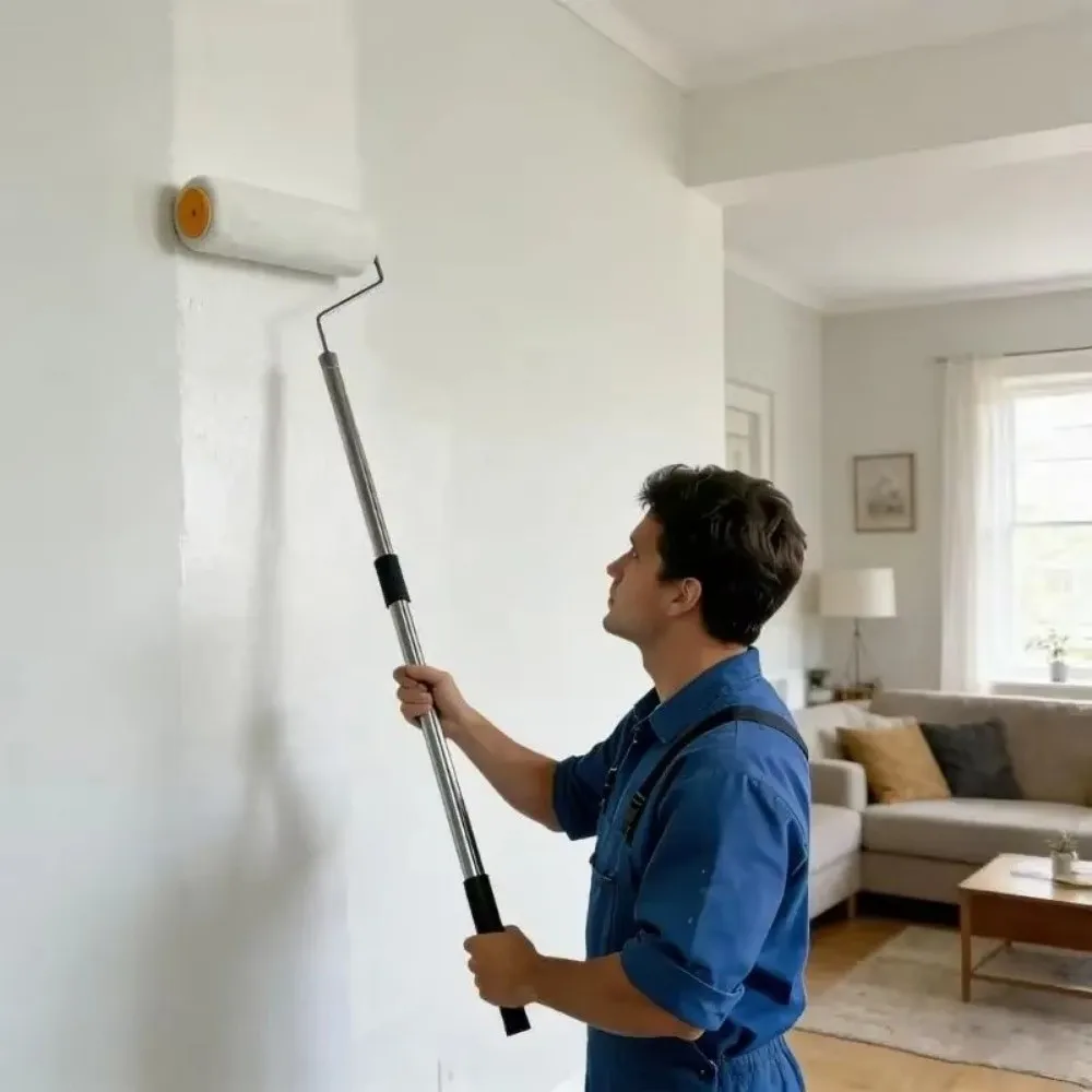 170/205/240cm Paint Roller Extension Pole Detachable Stainless Steel Paint Roller Tapered Adapter Comfortable Handle