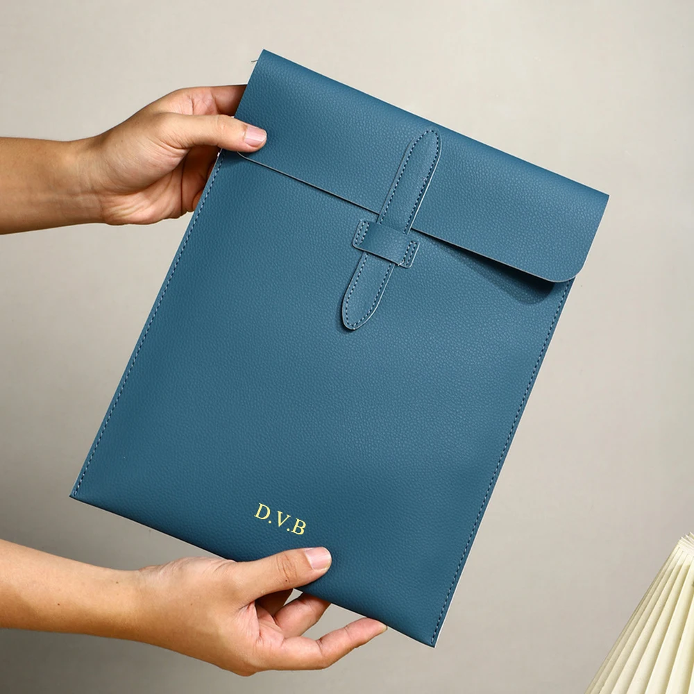Business Office Leather Personalized Document Bag A4 Paper 13 Inch Laptop Bag Custom Name Luxury Wholesale Versatile Storage Bag