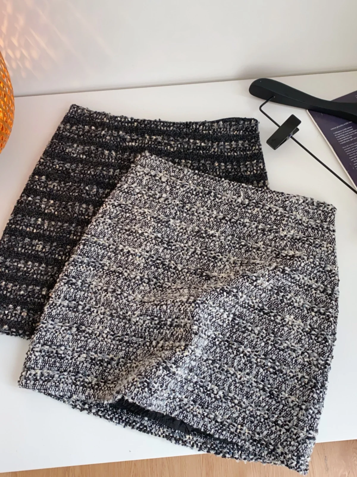 

Ele Heavy Woolen High Waist Skirt Women's Winter Faion Slimming ort Skirt Anti-Light Korean Sle A-Line Skirt