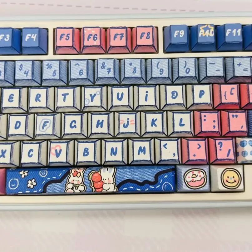 Cowboy Rabbit Theme Key Cap PBT Full Five Sided Heat Sublimation Cherry/MDA Customized 149 Keys Hi75 Hi8 Mechanical Keyboard