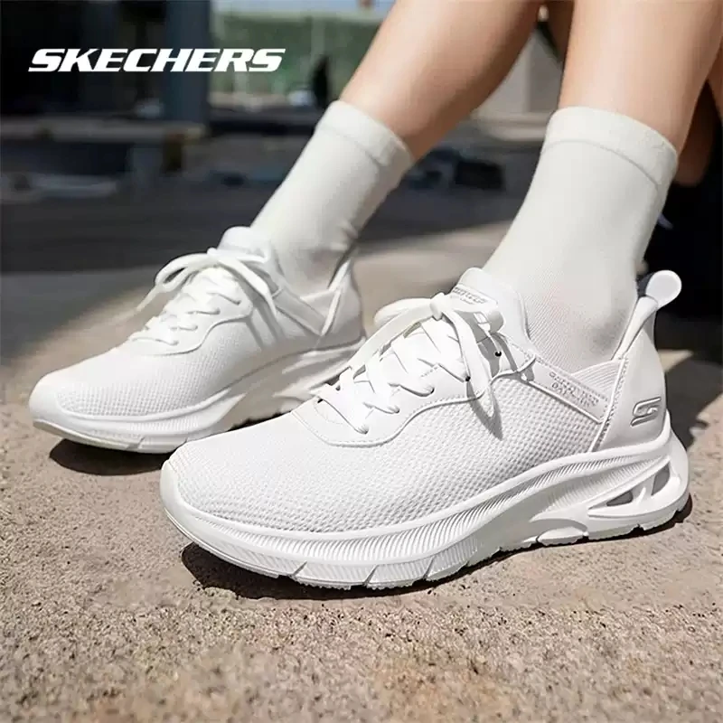 Skechers 117509-OFWT Ladies Slip On Sneakers Slip Ins Tech Breathable Mesh Fabric Air Cushion Sole Lightweight  Walking Shoes