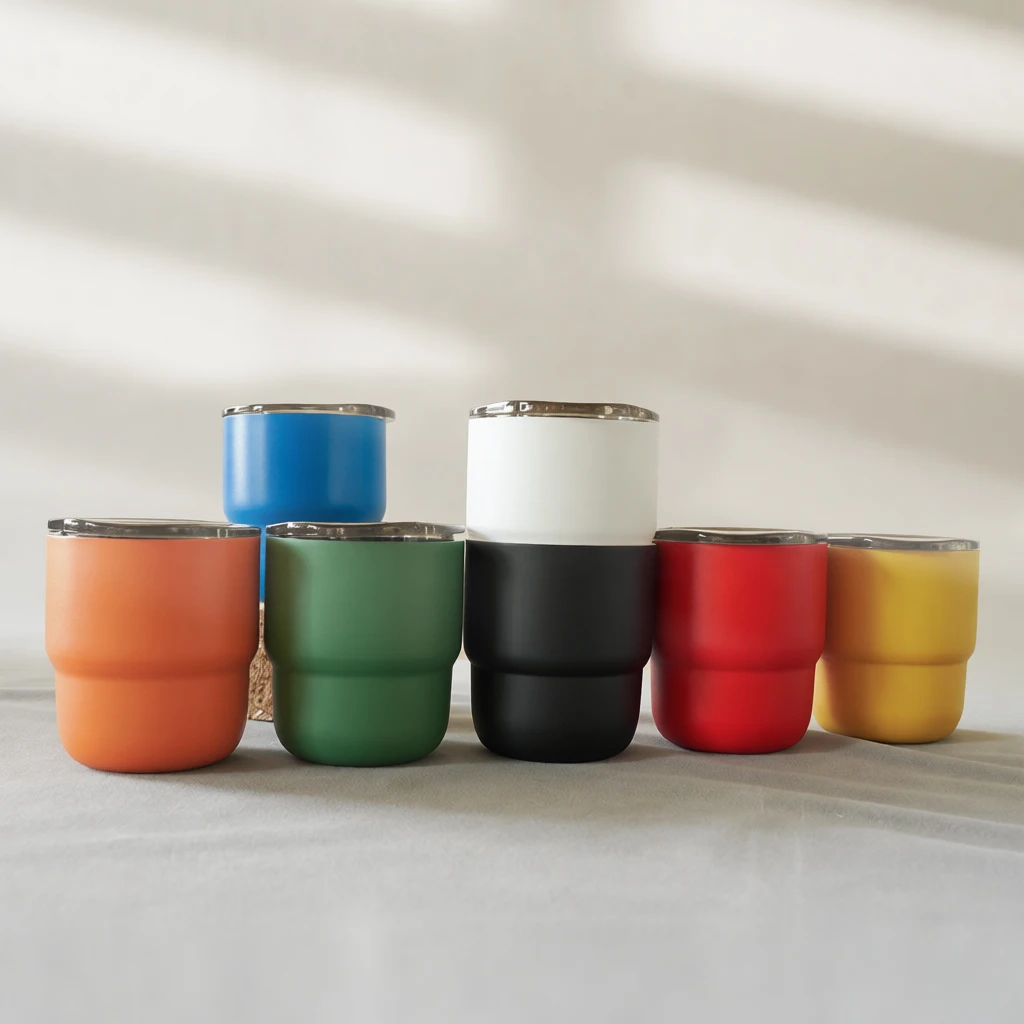 304 Stainless Steel Vacuum Tumbler, Portable Travel Mug for Hot & Cold Beverages - 255ml Travel, Coffee, Party Cup in 16 Colors
