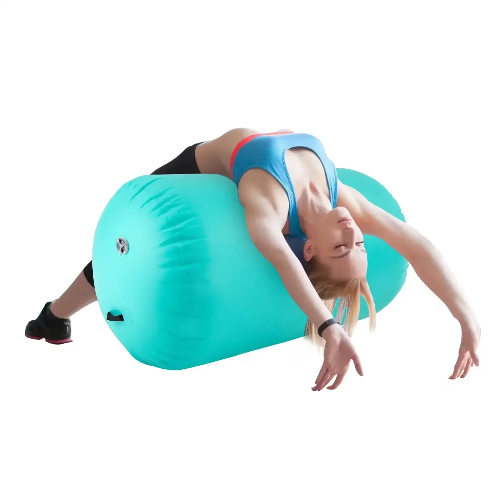 

Air Roller Gymnastics Barrel Back Handspring Trainer Yoga Training Inflatable Gymnastics Tumble Mats Foldable w/ Air Pump, Green