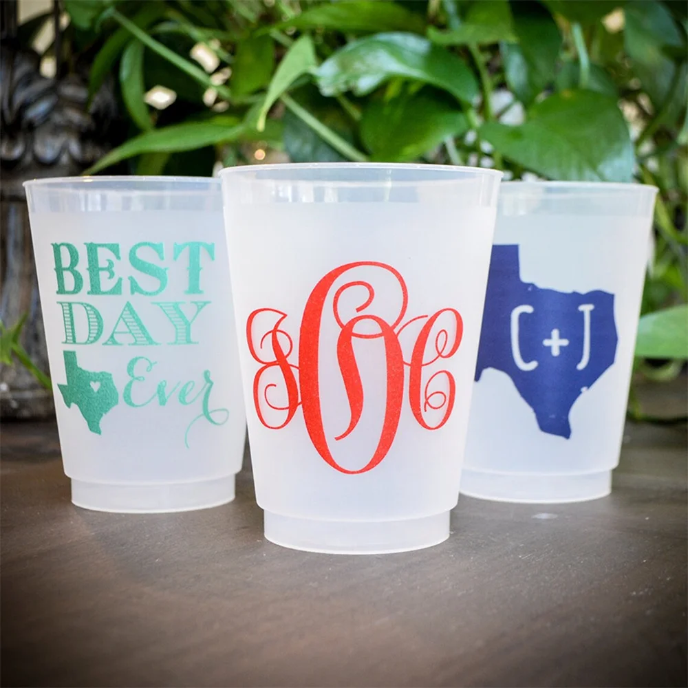 

Traditional Couple's Monogram Shatterproof Cups, Personalized Wedding Cup, Custom Rehearsal Dinner, Customizable Engagement Part