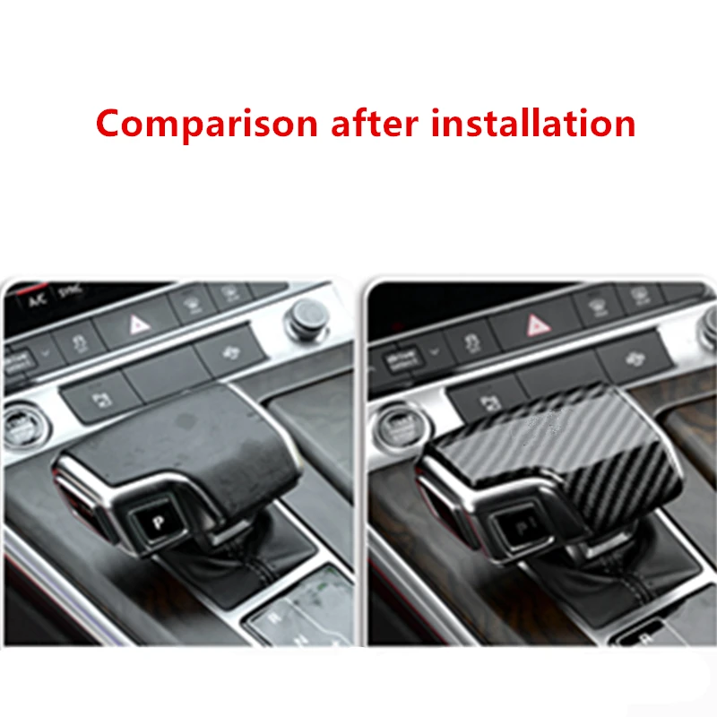 LHD Car Carbon Fiber Gear Shift Knob Handle Lever Cover For AUDI A6 C8 A7 SQ8 RS6 RS7 Q7 Q8 S8 2019 - 2022 Interior Accessories
