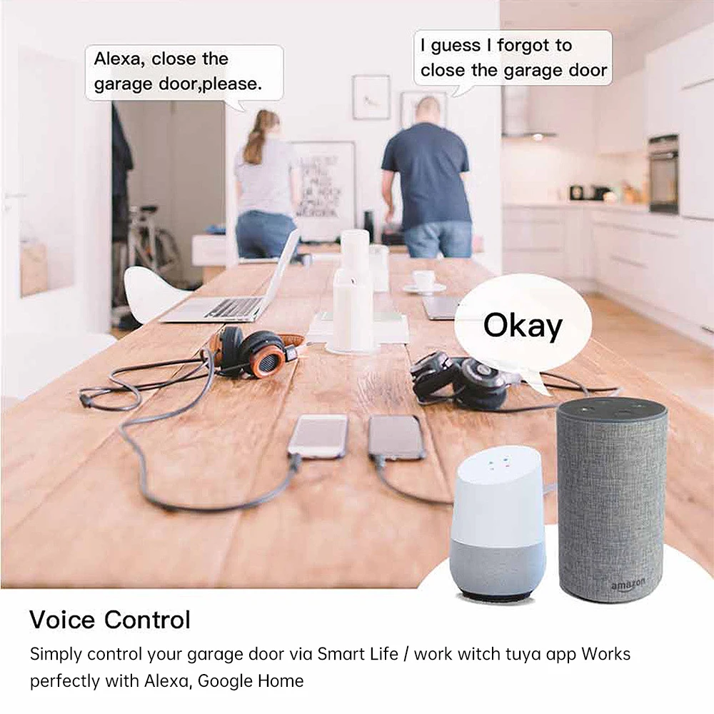 Tuya Smart WiFi وحدة تحكم باب المرآب AC100-240V تعمل مع Alexa Google Home 2.4 جيجا هرتز APP مفتاح التحكم عن بعد