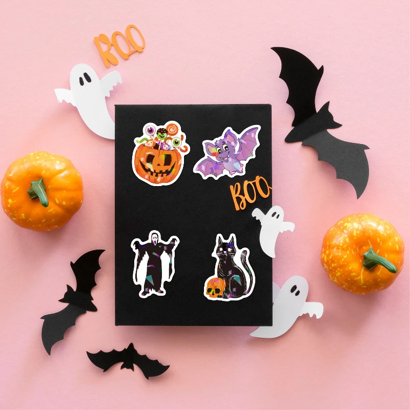 Party Sticker Halloween Laser Waterproof Suitcase Party Decoration High Definition Printing Repeatable Pasting