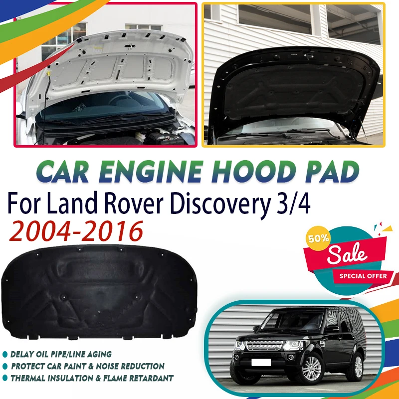 

Car Engine Hood Pad For Land Rover Discovery 3/LR3 4/LR4 2004~2016 Fireproof Front Sound Heat Insulation Covers Auto Accessories