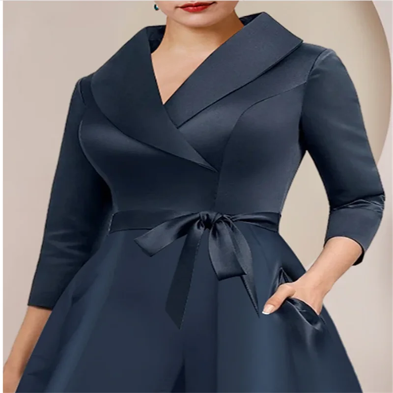 Mother of the Bridal Dresses Jumpsuit Pantsuit Ankle Length 3/4 Length Sleeve Elegant Party Simple Formal Wedding Guest Satin