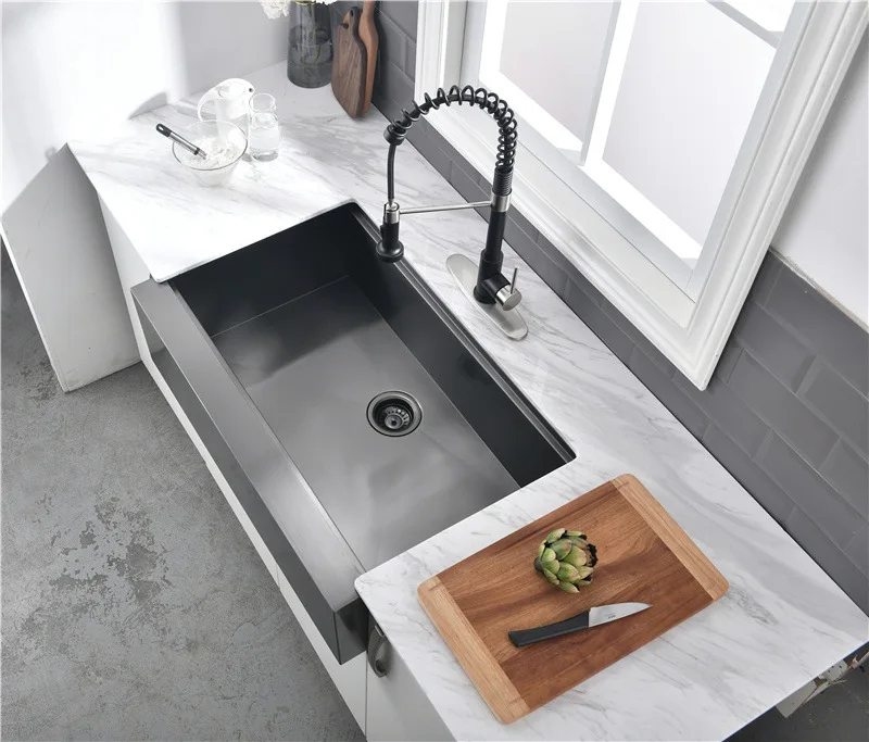 Hot sales 838*508*254mm Top Quality SUS304 Stainless steel Kitchen sink Modern design Vegetable washing basin,Black Grey