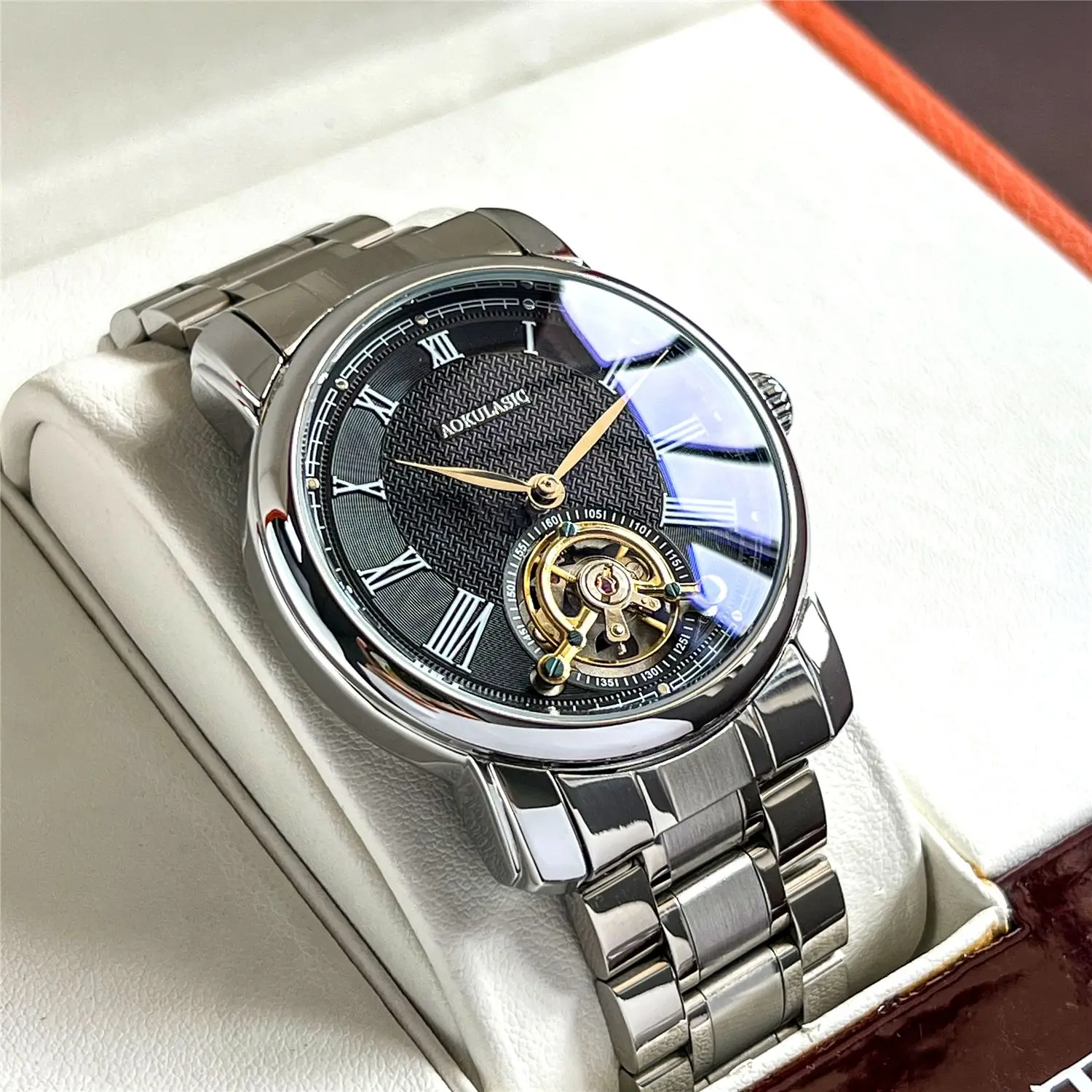 2023 NEW Men\'s Watches Luxury Tourbillon Automatic Mechanincal Male Wristwatch Waterproof Leather Strap Clock Reloj Hombre