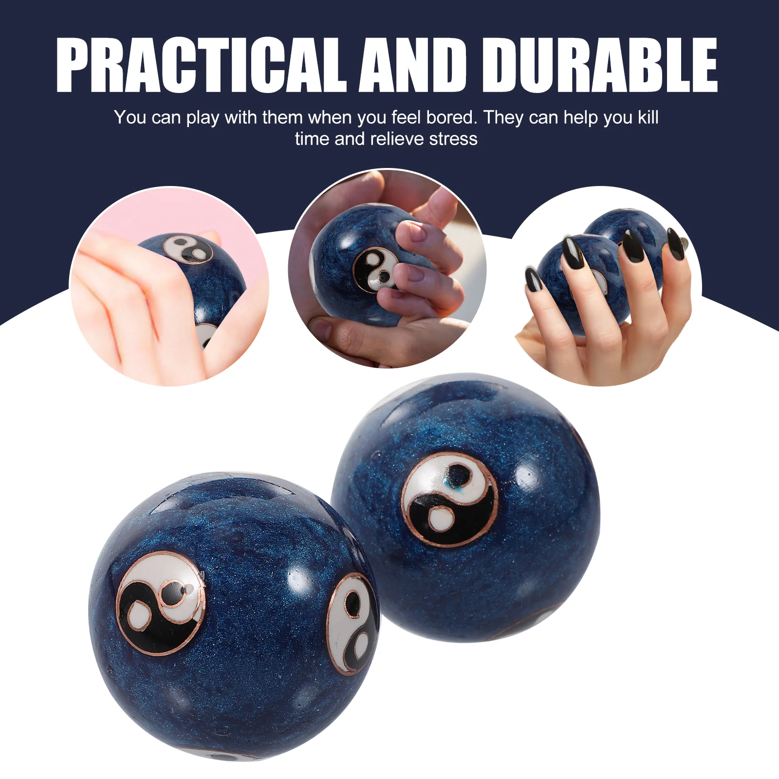 

1 Set Enamel Chinese Tai Chi Pattern Balls Baoding Balls Exercise Massage Balls Stress Relieve Hand Exercise Therapy Ball