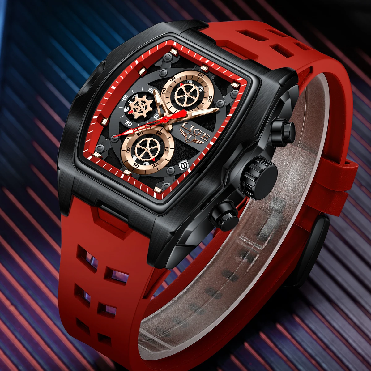 LIGE Outdoor Quartz Men's Watches Luxury Casual Sports Fashion Clock Silicone Strap Waterproof Luminous Man Watch Montres Hommes