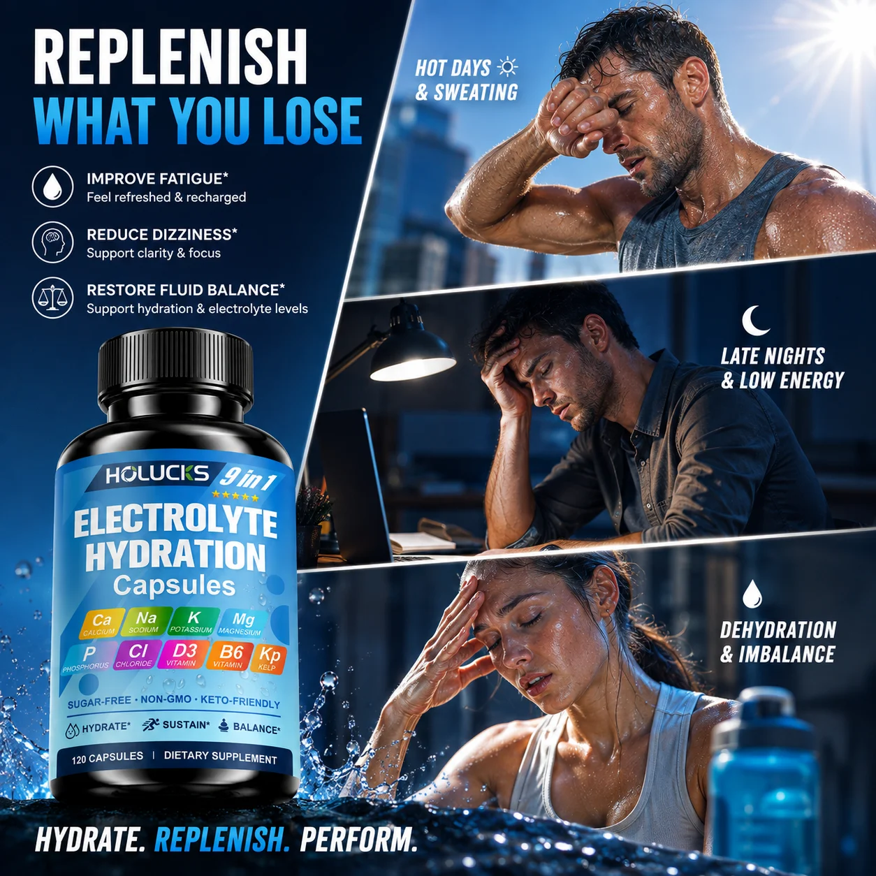 Electrolyte Hydration Capsules, Calcium Sodium Potassium Magnesium, Keto Friendly Zero Sugar, Support Hydration Muscle & Energy