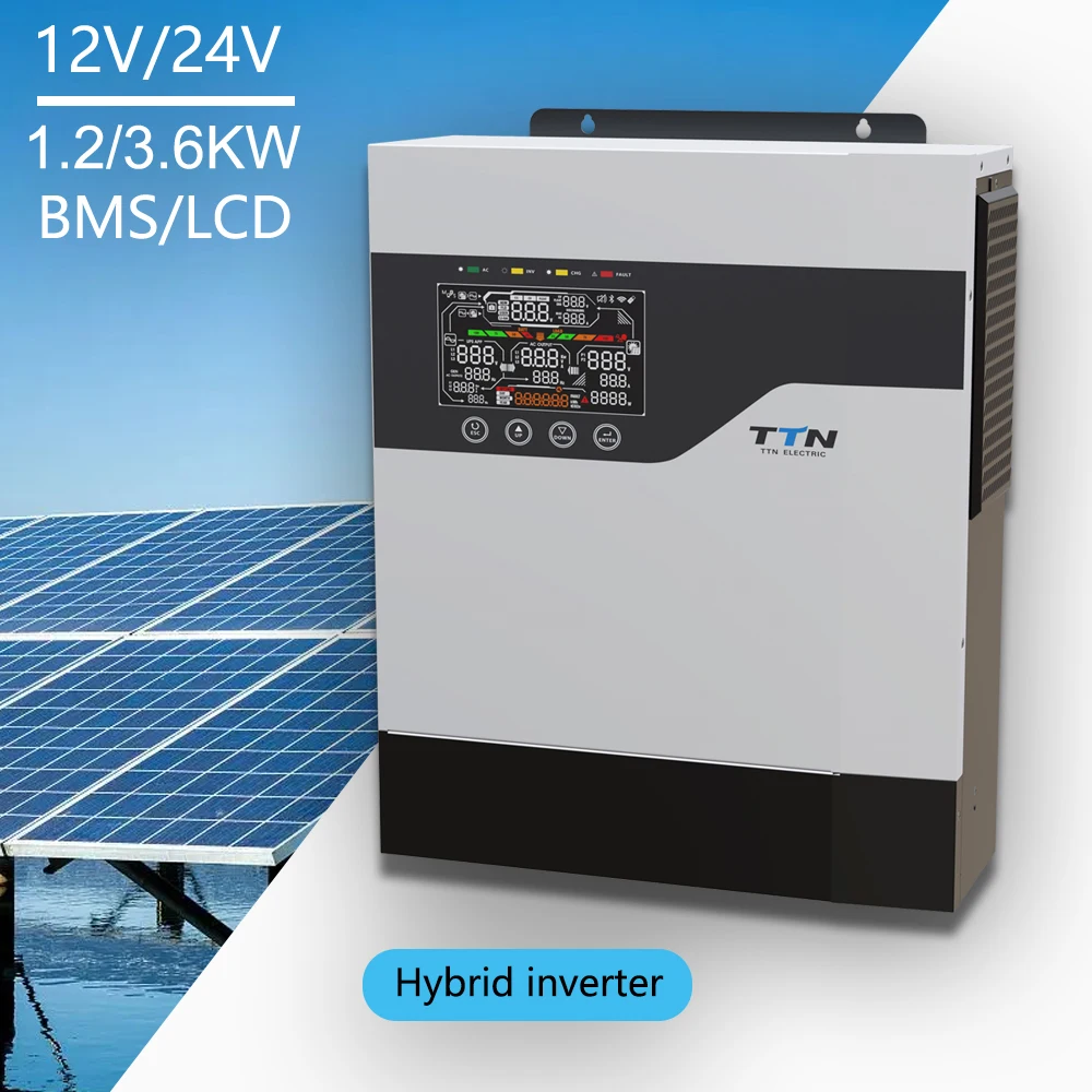 Compatibility 6KW 120A 96V IP65 Protected Hybrid Solar Inverter  Deals LCD Display Single Phase Output AC to DC