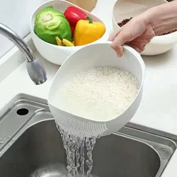 Colador de plástico para colador de arroz, cesta de drenaje de cocina con asas, colador de tazón de arroz, cesta de drenaje de fregadero, herramientas de cocina