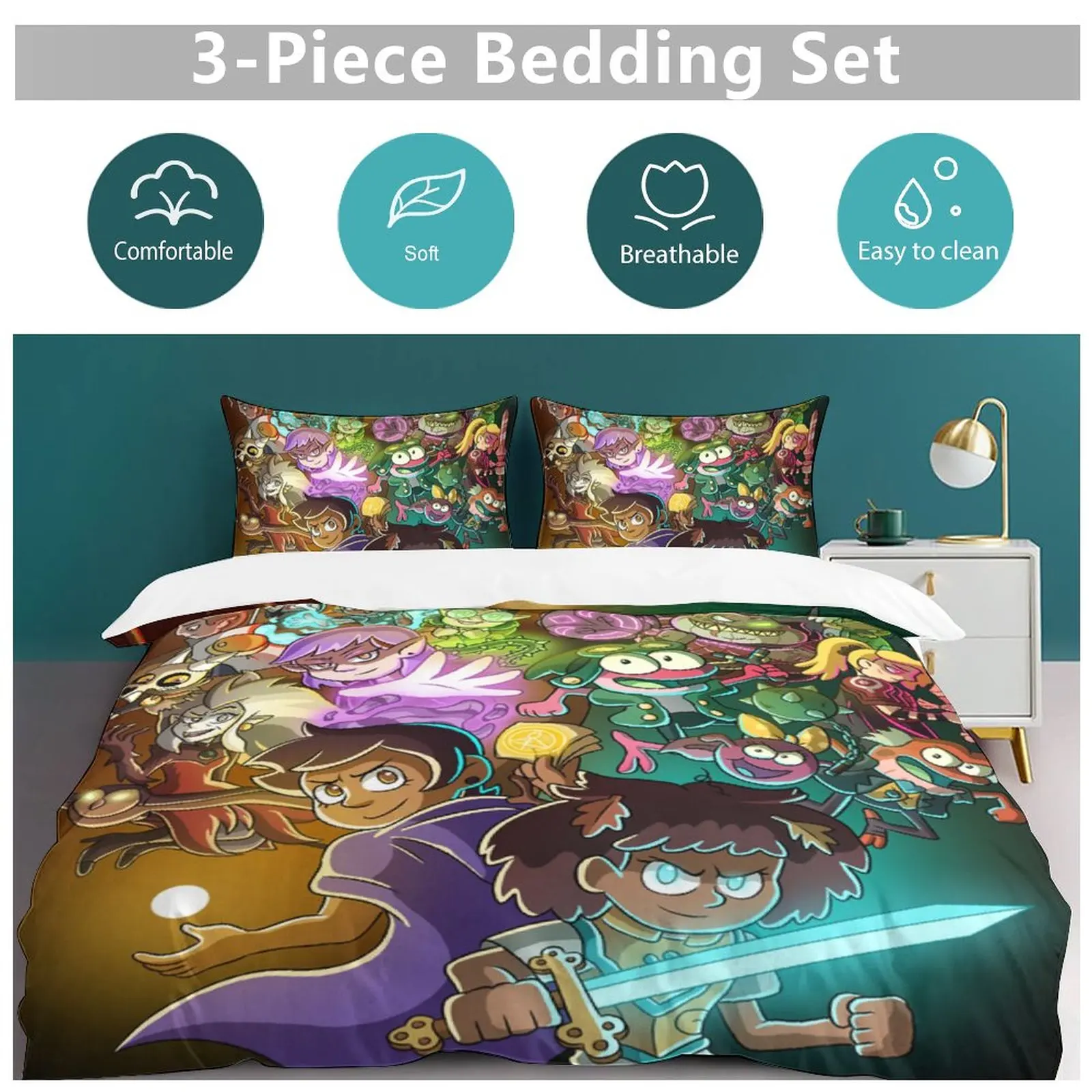 The Owl House X Amphibia Bedding Set Quilt Disney Duvet Cover Comforter Pillow Case Bedclothes Children Kid Boy Bed Bedroom Sets